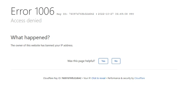 Cloudflare blocking page